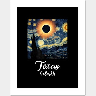 Solar Eclipse Texas 2024 Starry Night Posters and Art